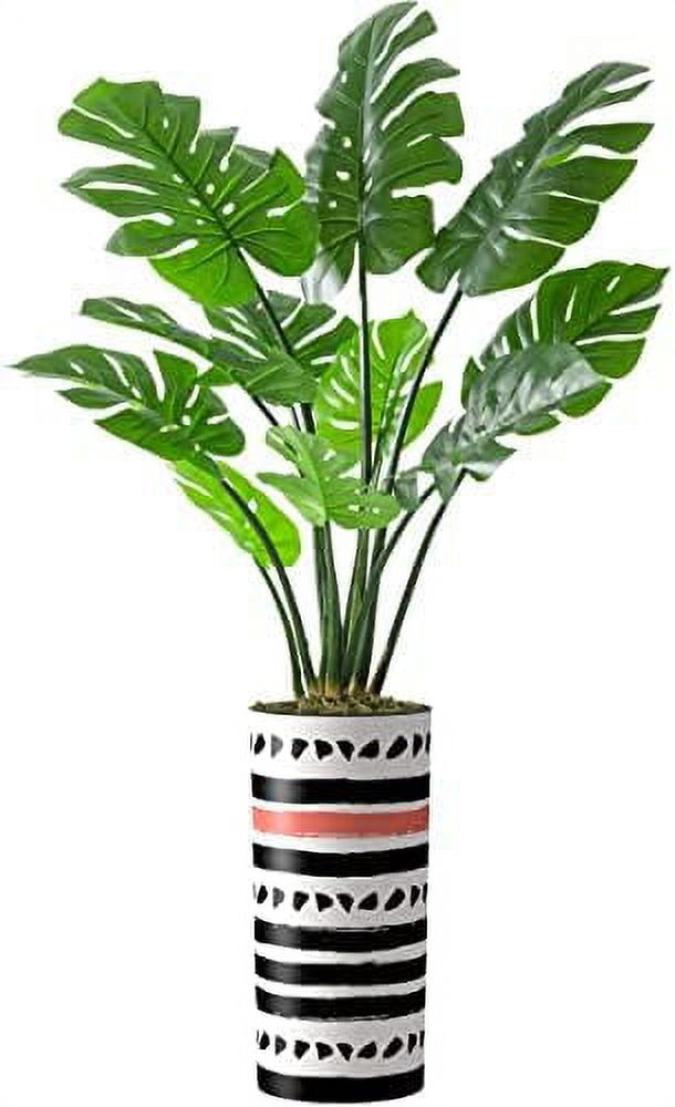 Artificial Tree In Modern Planter, Fake Monstera Silk Tree For Indoor