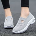 thumbnail image 5 of Women's Woven Orthopedic Breathable Soft Shoes, Lightweight Comfortable Mesh Stretch Sneakers,Go Walking Slip on Foam Shoes (Gray), 5 of 7