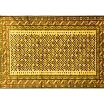 Ahgly Company Machine Washable Indoor Rectangle Persian Yellow Traditional Area Rugs, 5' x 7'