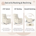 thumbnail image 3 of Leumius Swivel Recliner Chair,270° Swivel Rocker Chair for Adults,Small Rocking Recliner for Small Spaces, Upholstered Fabric Glider Recliner Nursery,Living Room Chair,Theater SeatingBeige, 3 of 26