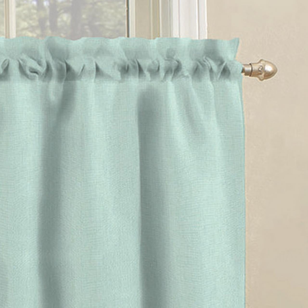 Mainstays Rod Pocket Tier and Valance Kitchen Curtain Set, 3-Piece, Light Blue, 56 in W x 36 in L