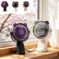 thumbnail image 6 of COM1950s Clip on Fan USB Rechargeable, Portable Desk Fan Mini with Ambient Light and Bear Ear Design, Quiet Stroller Fan for Dorm, Office and Travel, 6 of 6