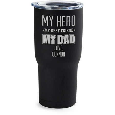 Personalized Travel Coffee Mug - My Hero My Dad Personalized Black Coffee Travel Mug, 24 oz