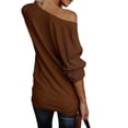 thumbnail image 2 of Women Casual Off-Shoulder Knit Long Sleeve Pullover Sweater Top, 2 of 3