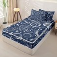 thumbnail image 3 of Homewish Football Sports Zipper Full Size Comforter Sets with Fitted Sheet and 2 Pillowcases, Navy Star Zipper Bedding Set for Boys and Girls, Navy Reversible, 4-Piece, 3 of 6
