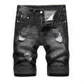 thumbnail image 5 of TAIAOJING Men's Shorts Jeans Summer Ripped Personality Retro High Stretch Denim Pants, 5 of 9