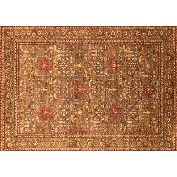 Ahgly Company Indoor Rectangle Oriental Orange Industrial Area Rugs, 8' x 12'