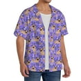 thumbnail image 4 of Xecao offers the Pugs and Flowers for Men's Casual Short-sleeved Shirt, a button-up collared shirt with a pocket, perfect for beach vacations and yacht travel in the Medium size., 4 of 7
