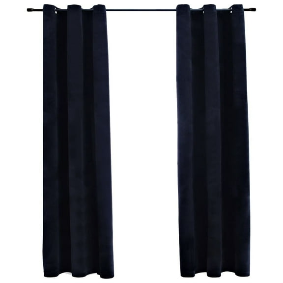 Casafoyer Blackout Curtains with Rings 2 pcs Black 37"x63" Velvet