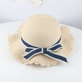 thumbnail image 3 of LNMQLPDBS Summer Beach Hat with Flowers Spring Autumn Outdoor Shade Hat Baby Girl Straw Sun Hat Ruffle Edge Trendy Casual Sunhat Summer-Outdoor Bowknot Floppy Cap, 3 of 3
