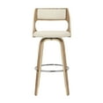 thumbnail image 6 of Cecina 30'' Mid-Century Modern Fixed Height Barstool With Swivel In Zebra And Cream Faux Leather - Set Of 2, 6 of 7