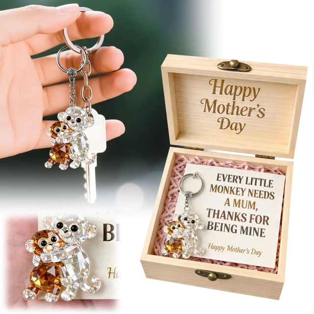 Key Chain,Key Ring Key Holder Metal Keychain Key Accessories普通产品 -> Jewelry & Watches -> 饰品 -> Keychains 钥匙扣Acrylic Monkey Keychain Cute Mother And Child Monkey Bag Charm Sparkling Animal Key Ring