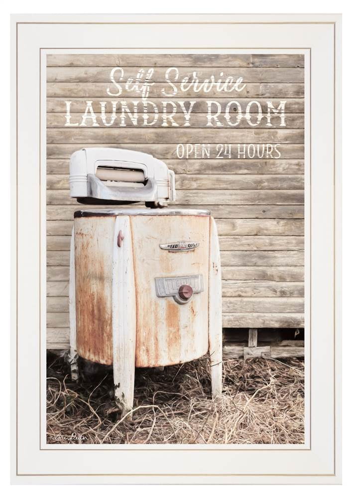 "Laundry Room" by Lori Deiter Framed Art with White Frame