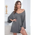 thumbnail image 4 of FEREMO Nightgowns for Women Deep V Neck Sleepwear Oversized Half Sleeve Maternity Night Shirts, 4 of 5