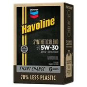 Chevron Havoline Synthetic Blend Motor Oil 5W-30, 6 Quart Smart Change Box, 11lbs 12.75in height, 192fl oz
