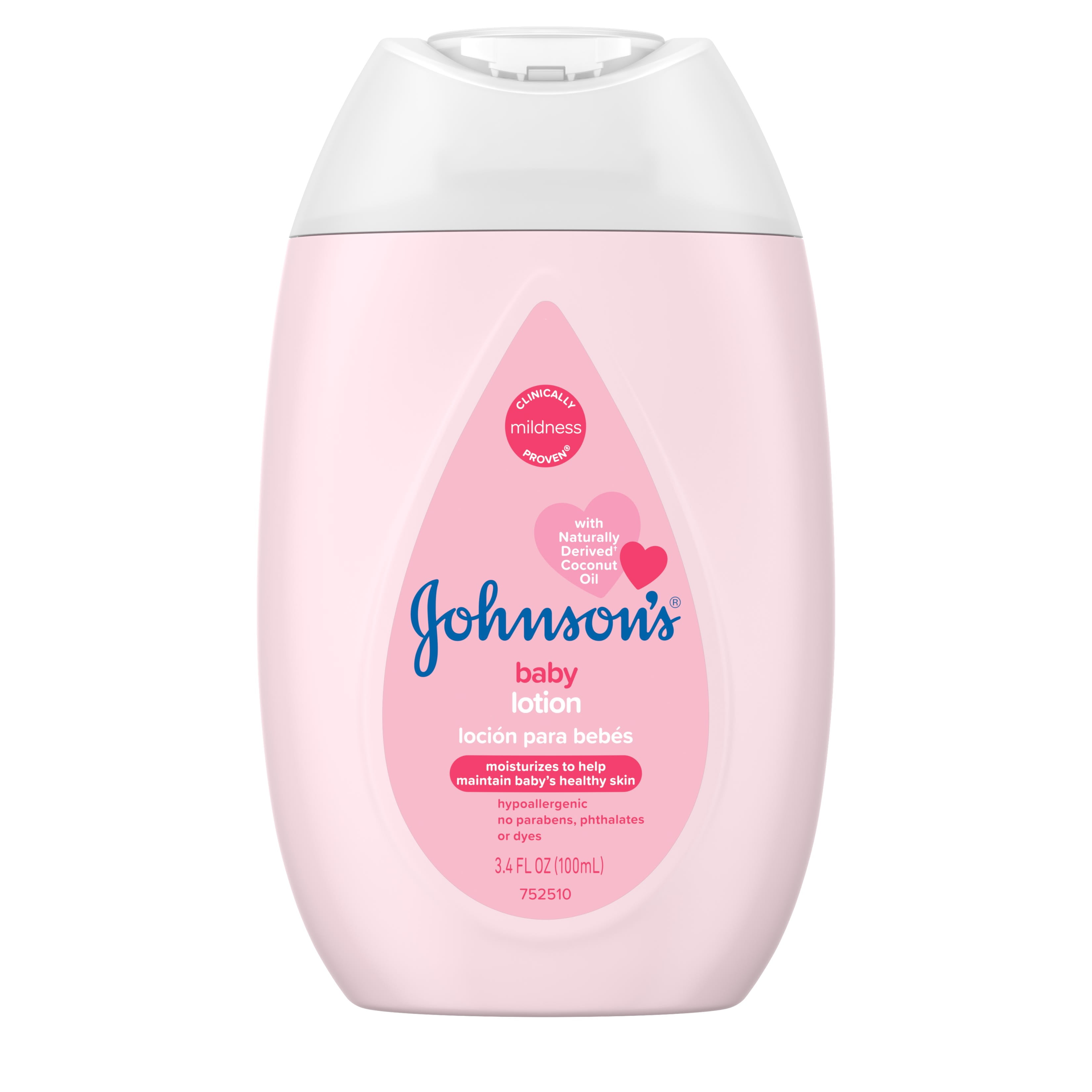 Johnson's Moisturizing Pink Baby Lotion with Coconut Oil, 3.4 Fl. Oz