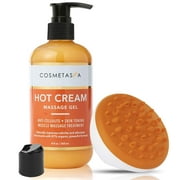 Hot Cream Massage Gel with- Cellulite Massager 8.8 oz: Anti- Cellulite, Skin Tightening, Toning & Muscle and Joint Pain Relief Jelly 100% Natural, 87% Organic, Cruelty Free By Cosmetasa