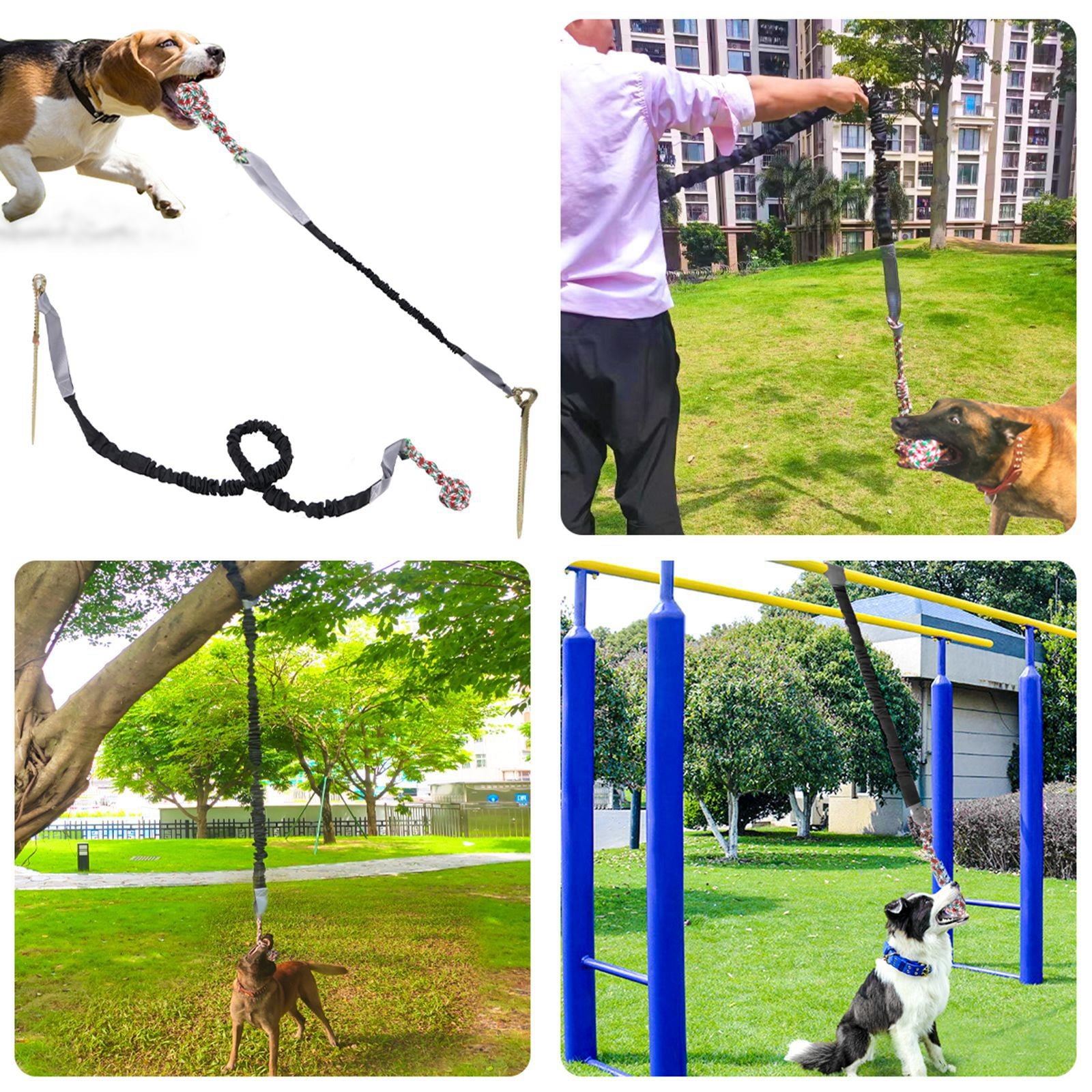 Durable Dog Chew Toy for Aggressive Chewers Interactive Tug of War Rope Pet Training Outdoor Play Tough Knotted Bungee Teeth Cleaning