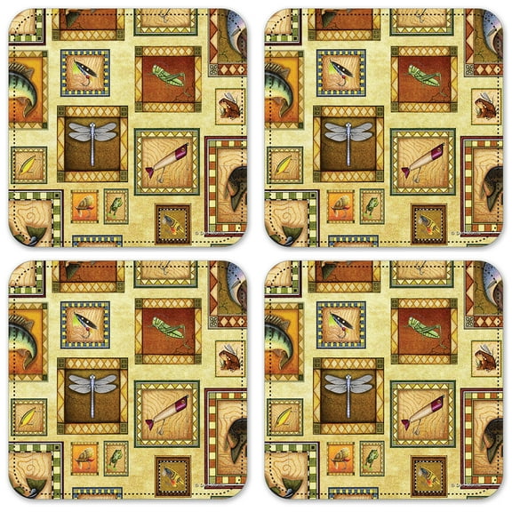 Vinyl Drink Coasters - Set of 4 - Go Fishing - Image by Dan Morris