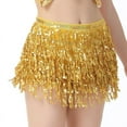thumbnail image 2 of qolati Women's Glitter Sequin Mini Skirt Trendy Tassel Wrap Dance Short Skirt Hip Scarf Party Prom Skirts, 2 of 3