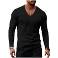 thumbnail image 2 of gbyLJF Long Sleeve T-shirts for Men Comfortable Fall Basic V-Neck Pullover Shirts Loose Fit Casual Spring Tops, 2 of 7