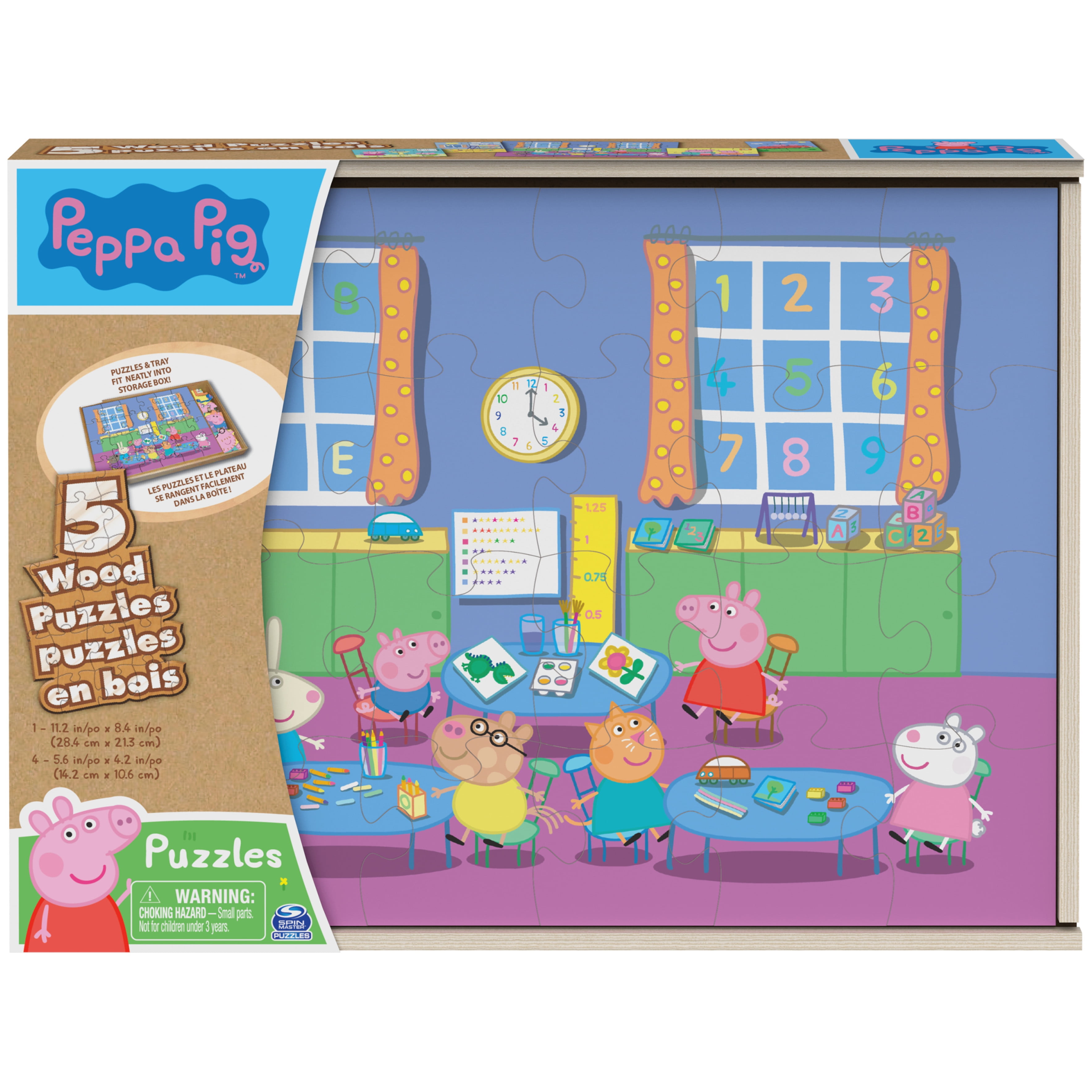 Peppa Pig 5Pack of wood Jigsaw Puzzles for Families, Kids, and