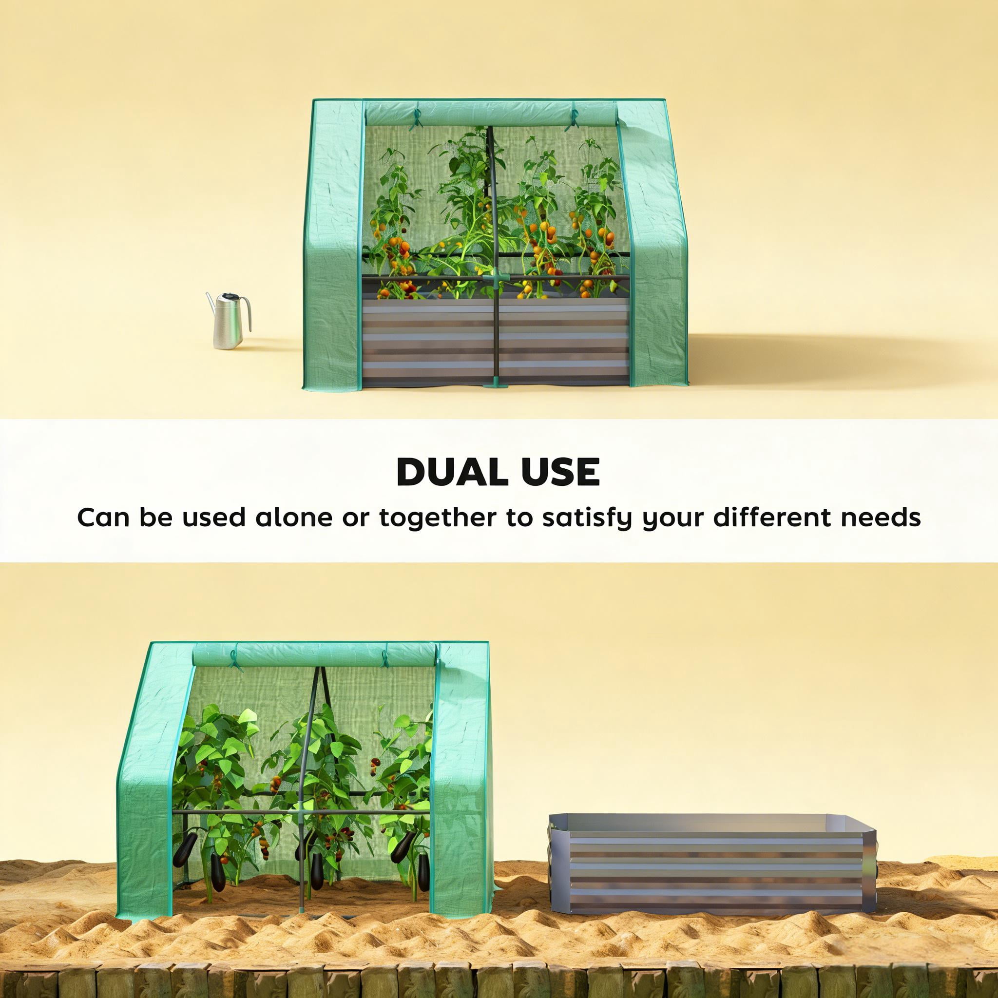 Raised Garden Bed, 2-in-1 Mini Raised Planter Greenhouse