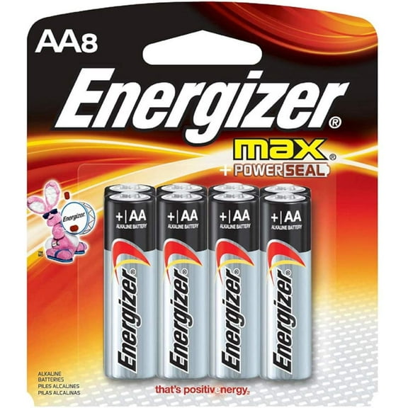Energizer Alkaline AA, 8 Batteries Each (Value Pack of 12)