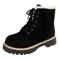 thumbnail image 2 of Women's Vintage Suede Ankle Boots Platform Comfortable Mid Calf Combat Boots Round Toe Lace Up Short Winter Booties Black Size 7.5, 2 of 8
