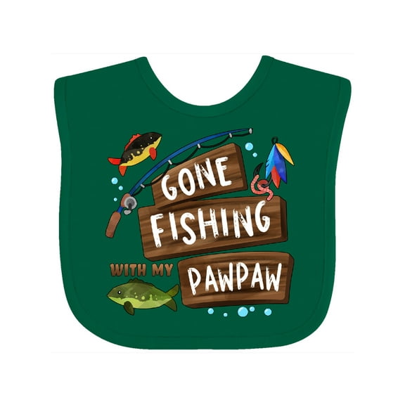 Inktastic Gone Fishing with My Pawpaw Boys or Girls Baby Bib