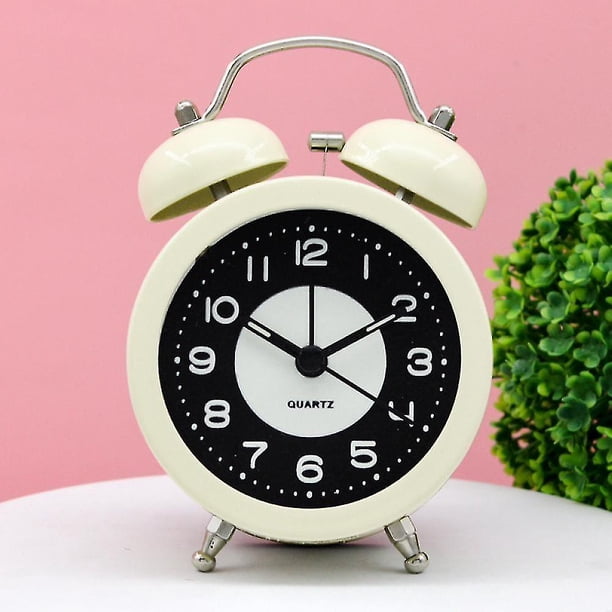 Saytay Reloj despertador de 3 pulgadas, reloj despertador analógico de metal, reloj de escritorio para decoración del hogar del estudiante (hy)