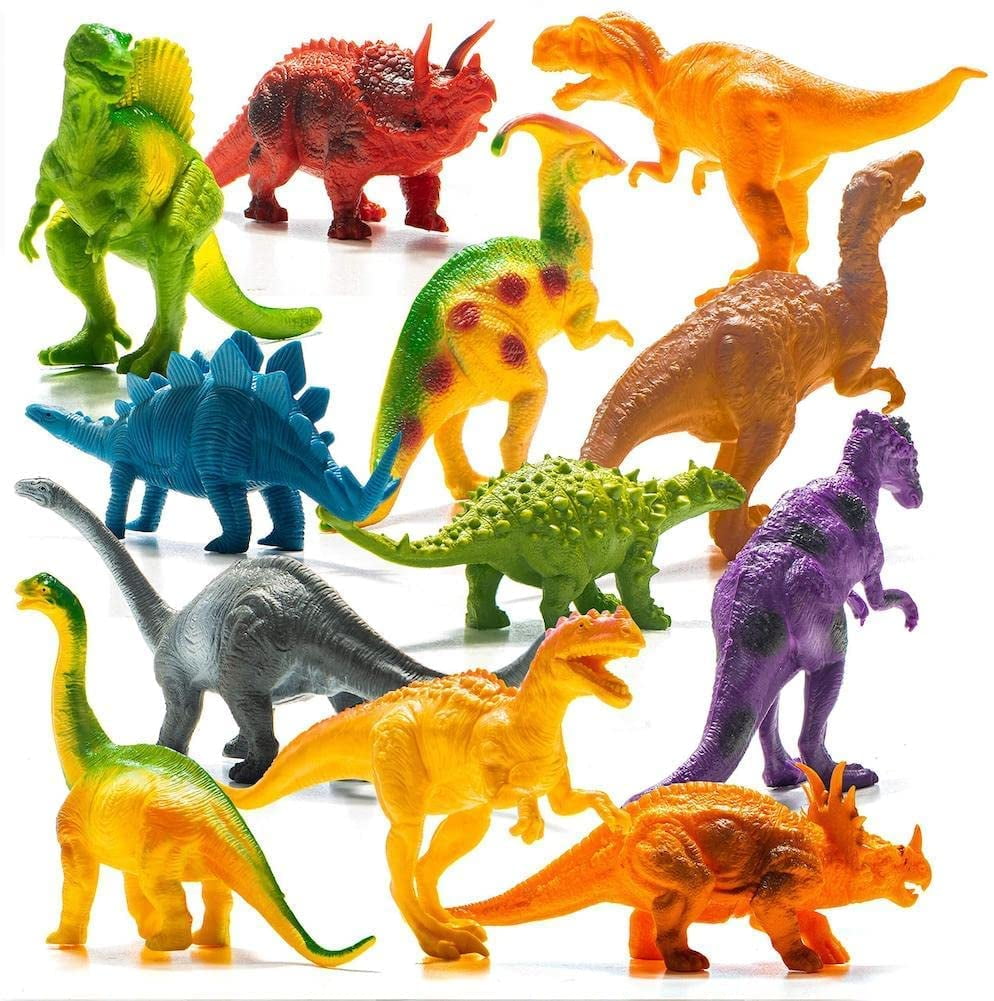 Dinosaur Playset Toys Set of 15 Large Plastic Jurassic Era Action Figures Named 