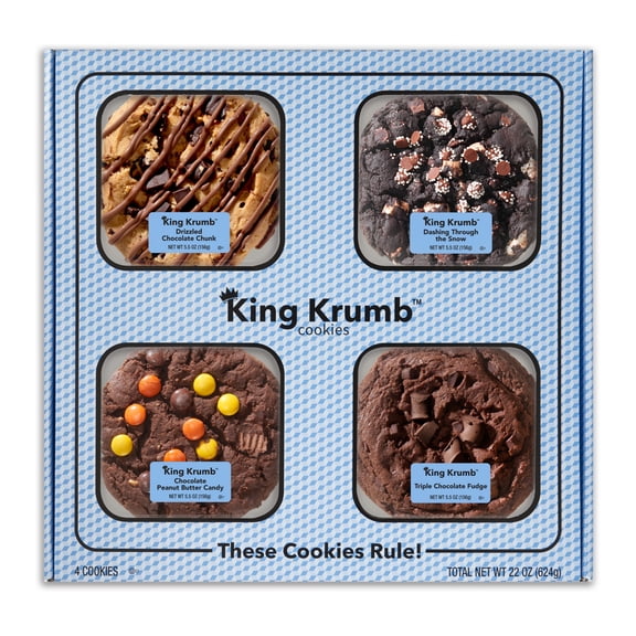 King Krumb Limited Edition Chocolate Lover’s Cookie Box, Ready to Eat Soft Baked Bakery Cookies, Chocolate Variety Pack, 22 oz, 4 Count