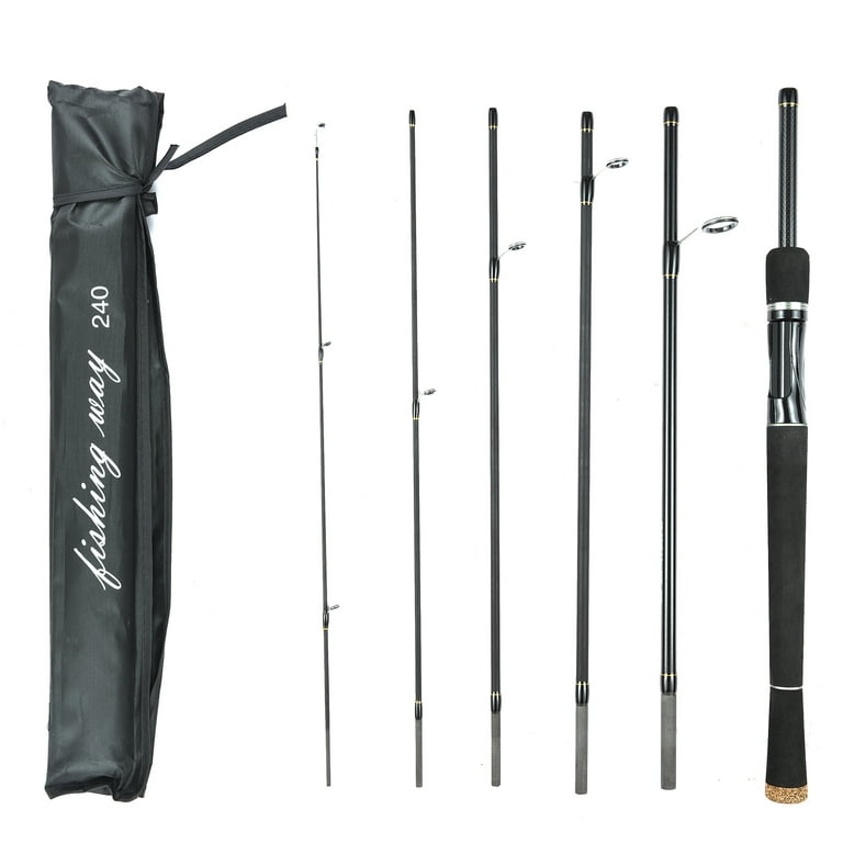6 Piece Fishing Pole Ultralight Spinning/Casting Rod Travel Fishing Rod with Storage Bag, Size: Spinning Rod 2.4m
