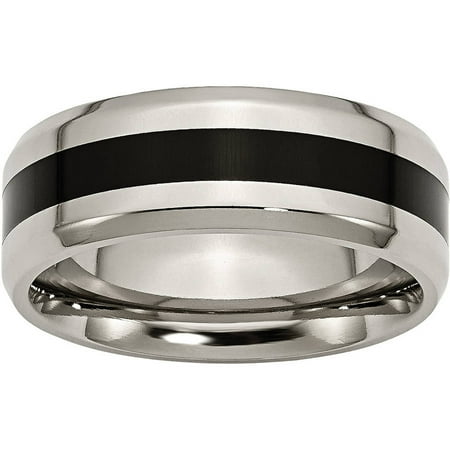 Artcarved Titanium Ring - Primal Steel Titanium Black Enameled 8mm Polished Band