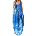 thumbnail image 2 of SMihono Robe Maxi Bohème d'Été pour Femmes Grande Taille Aguichant Mode Sans Manches Imprimée Col en V avec Poches Robe Longue de Plage, 2 of 5