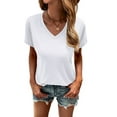 thumbnail image 3 of Women's V Neck T Shirts Casual Short Sleeve Summer Basic Tops Tees, 3 of 5