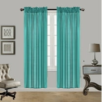 2PC MR2 TEAL BLUE SOLID SILK SEMI SHEER ROD POCKET WINDOW CURTAIN PANEL LIGHT FILTERING 55" W X 95" L EACH PC