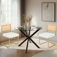 thumbnail image 2 of 35.5" Glass Round Dining Table with Solid Metal Legs, Transparent, 2 of 6