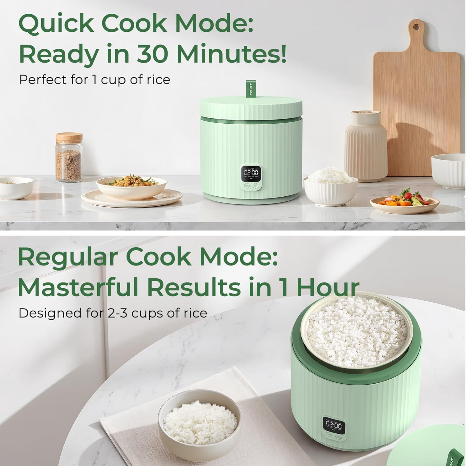 Rice Cooker 3 Cup Uncooked, 8 Functions  Cooker with Ceramic Pot for 1-3 People