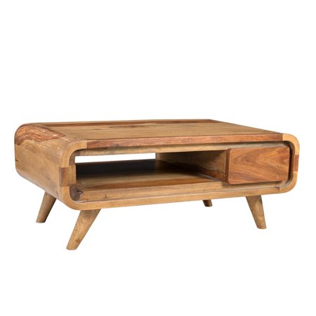 Romo Mid Century Modern Solid Sheesham Wood Coffee Table With