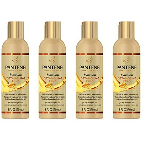Pantene Pro-V Gold Series Leave-on Detangling Milk Hair Treatment, 3.0 fl oz Travel Bottles (4 Count)