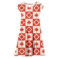 thumbnail image 4 of GDREDA Robes pour Filles Été Imprimé Drapeau Canada Robe Florale Canada Day pour Filles Mignonne Imprimé Feuille d'Érable Rouge et Blanche à Étages Coupe Trapèze avec Manches Volantées et Poches Robe de Fête Confortable pour Canadien, 4 of 5