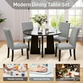 thumbnail image 5 of Harper & Bright Designs 5 Piece Round Dining Table Set for 4, Modern Marble Dining Table and 4 High Back Upholstered Chairs for Dining Room Kitchen, Grey + Black, 5 of 19