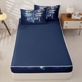 thumbnail image 4 of Homewish Boho Dragonfly Zipper Full Size Comforter Sets with Fitted Sheet and 2 Pillowcases,Hippie Dreamcatcher Zipper Bedding Set,Navy Blue Reversible,4 Pieces, 4 of 7