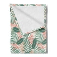 thumbnail image 2 of Tropical Soft Flannel Fleece Throw Blanket, Jungle Botany Pattern with Abstract Exotic Leafage Repetition, Cozy Plush for Indoor and Outdoor Use, 70" x 90", Laurel Green Salmon, by Ambesonne, 2 of 5