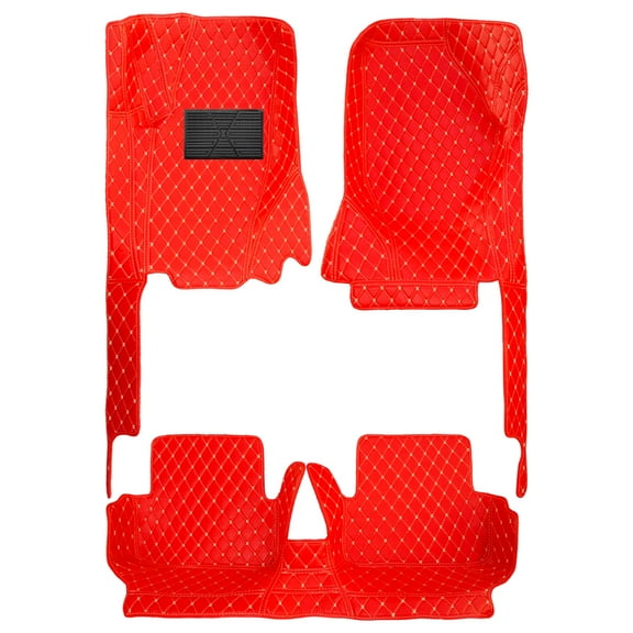 Tuqiang Car Floor Mats for Bentley Continental GT Convertible 2007 Leather Dirt-Proof Floor Liners Carpet, Full Set Red