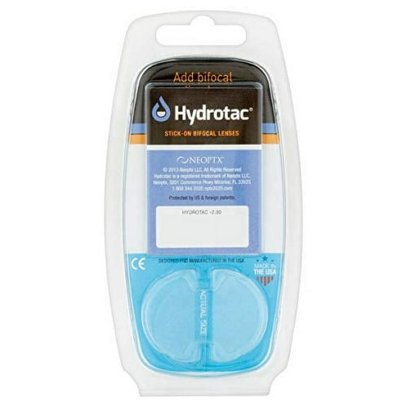 Hydrotac OPTX 20/20 Stick On Magnification Reusable Bifocal Lenses -  2.00 Diopter (Pack of 2)