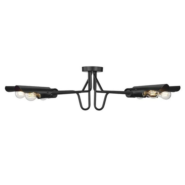 Golden Lighting 1040-6SF BLK Newton 6 Light Semi-Flush Light, Matte Black