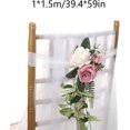thumbnail image 3 of Ifeng Wedding Aisle Chair Decorations Set Of 8, Pink Cream Artificial Rose Flowers With Chiffon Ribbons, Floral Church Chair Bench Decor For Wedding C, 3 of 4
